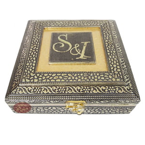 Antique Flower Designed, Metal Finish, Wooden Handmade Jewelry Gift Box Flower